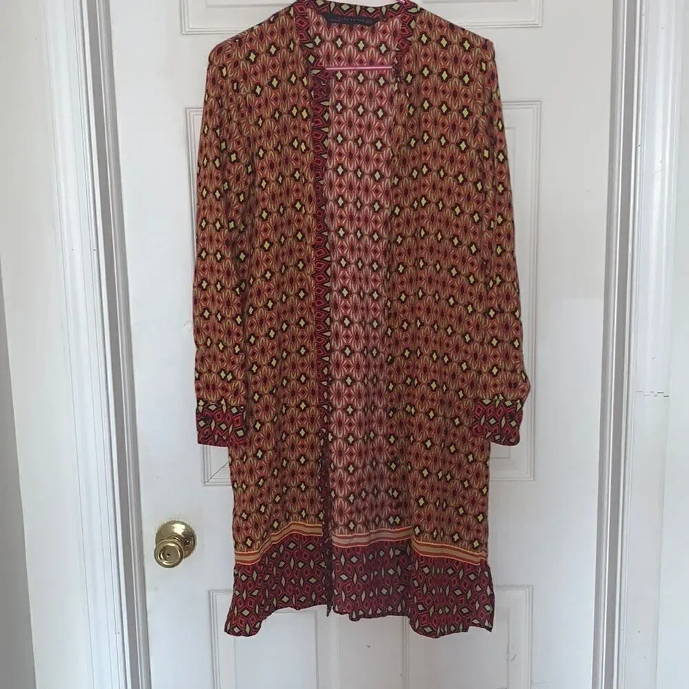 Zara Printed Kimono Red Orange Size M